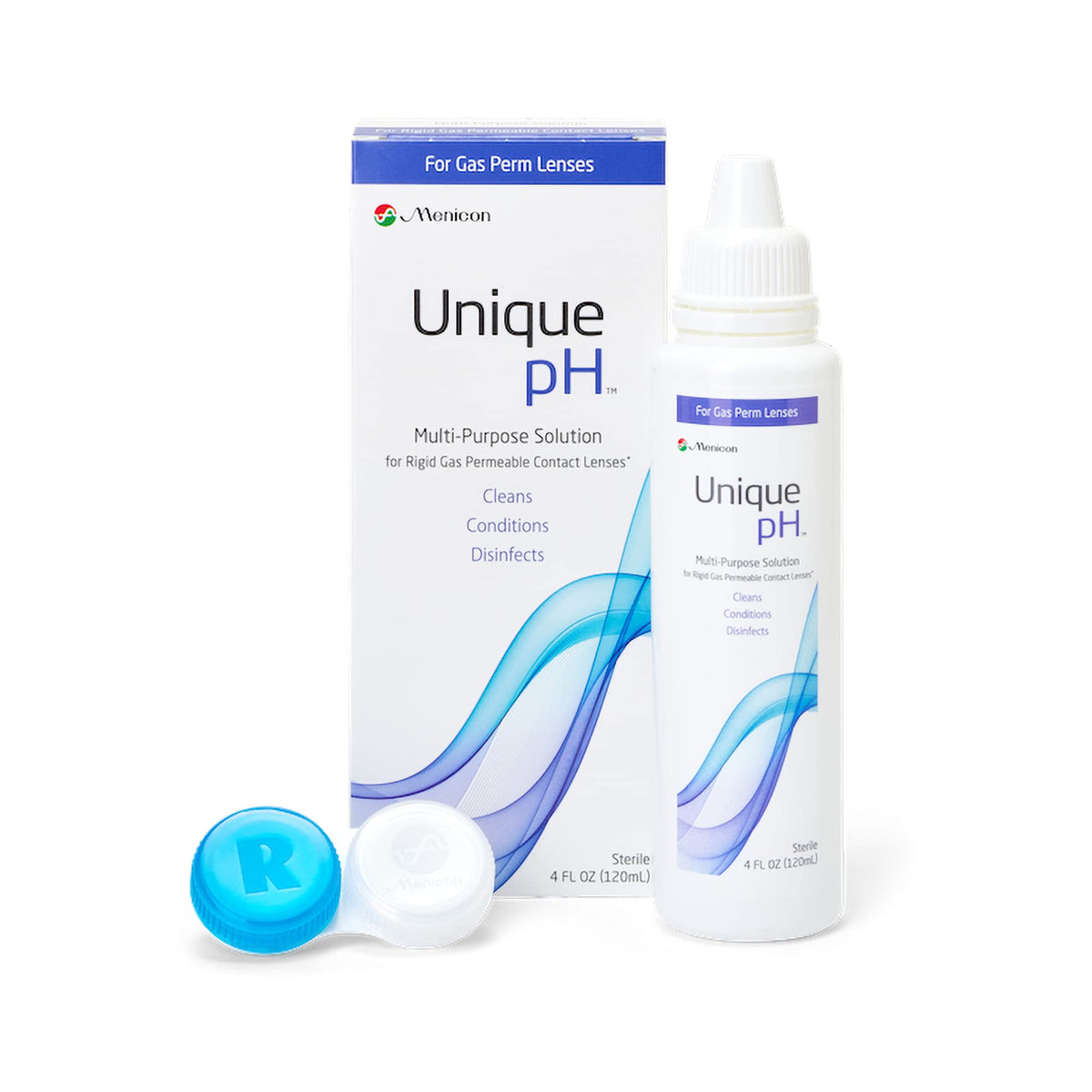 Menicon Unique pH multi-purpose contact lens solution bottle with 4 oz