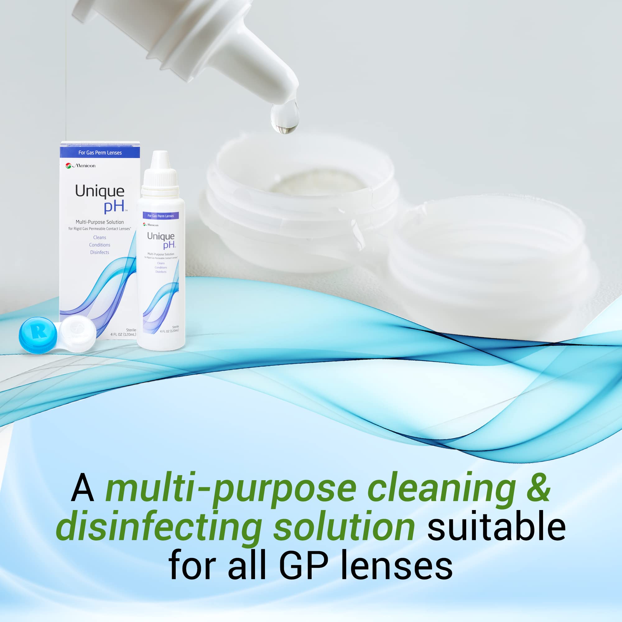 Solution bottle beside sterile lens case