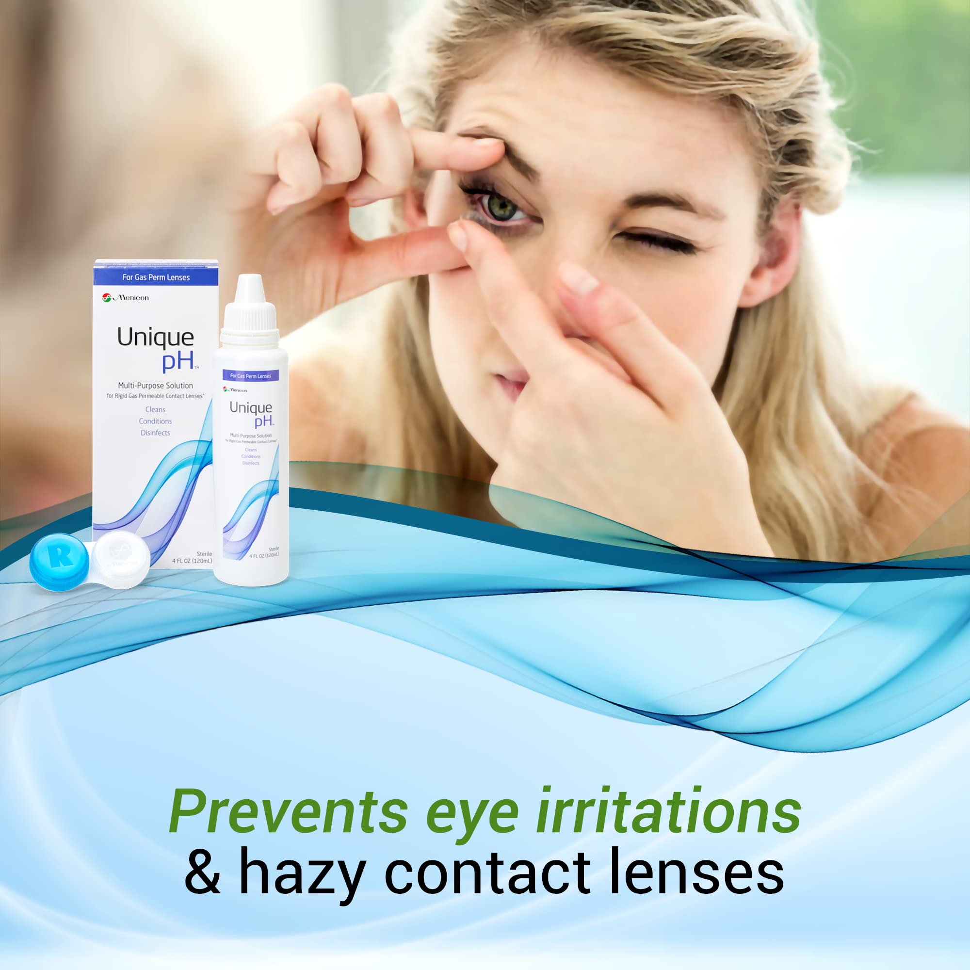 Indoor shot of clean contact lens case and solution