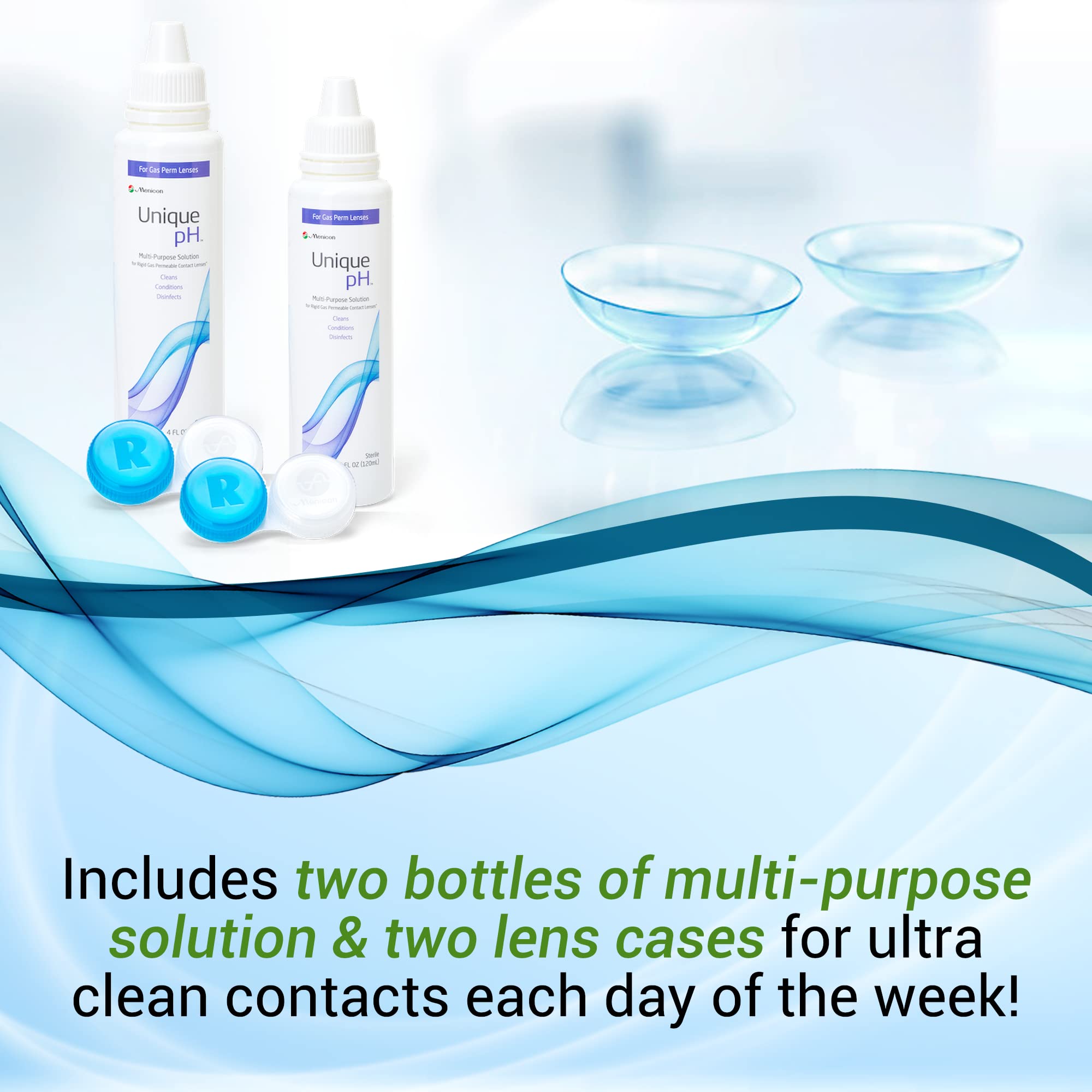 Lenses being cleaned with Menicon Unique pH Multi-Purpose Solution