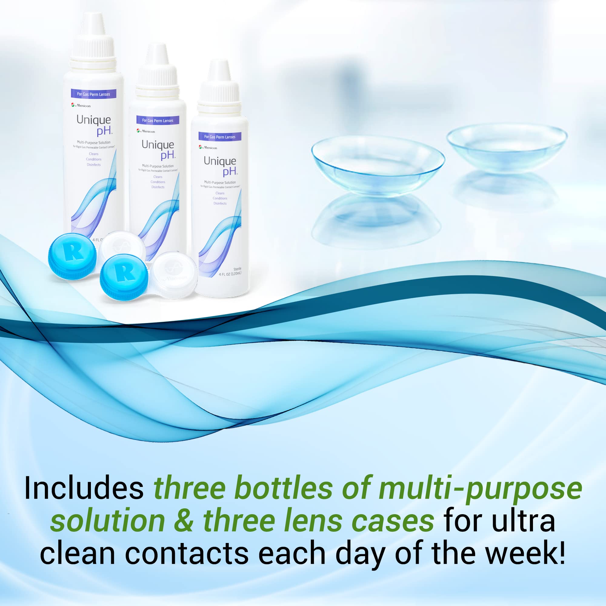 Travel-sized leak-proof Menicon Unique pH 4 oz bottle