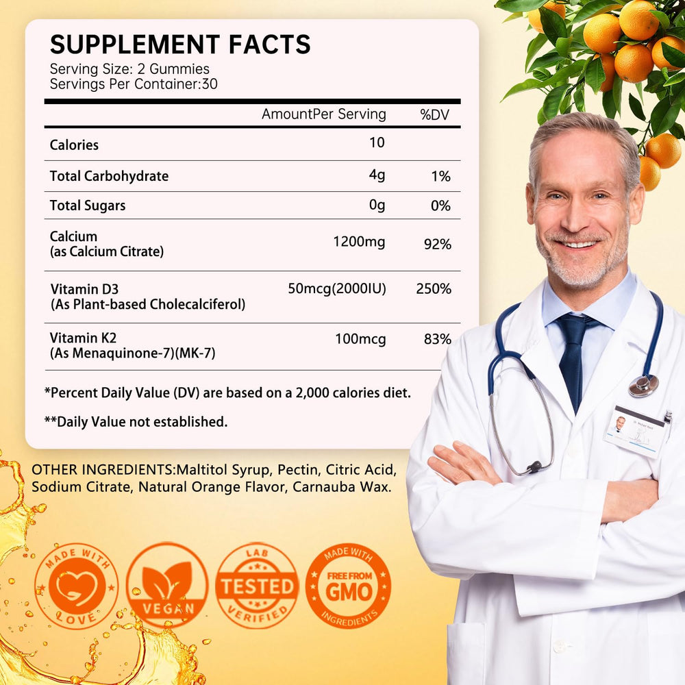 60-day supply box with orange calcium gummies