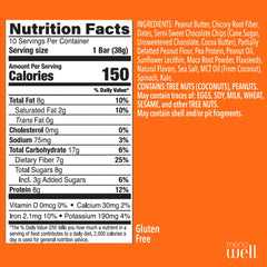 MenoWell bar nutrition panel shows 7g protein and 25 percent daily fiber for satiety.