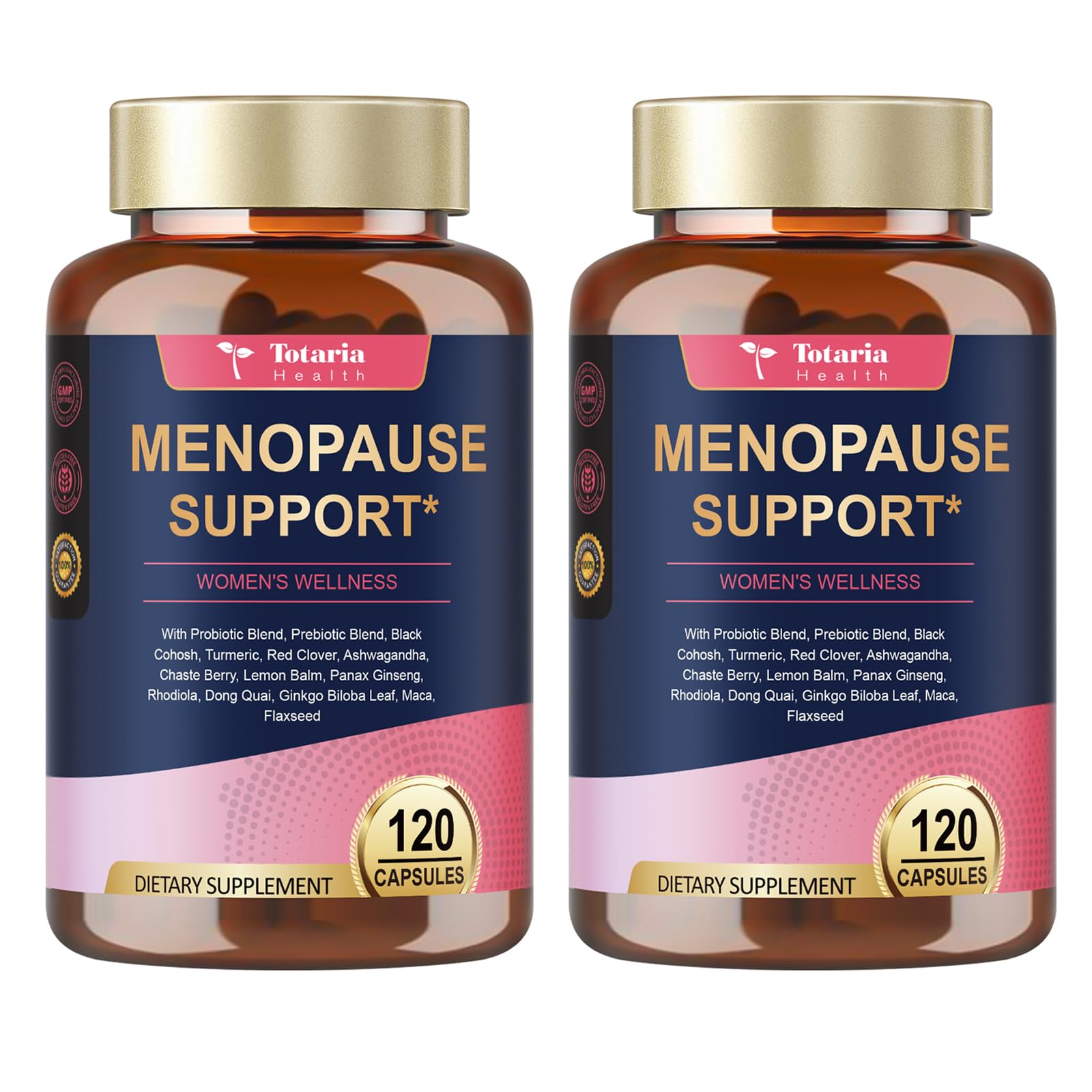 Product bottle and packaging for 2-pack menopause supplement