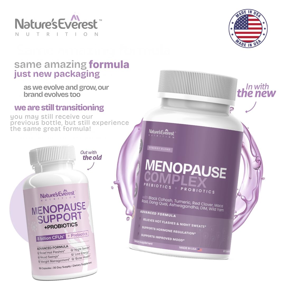 Close-up of ingredients: Black Cohosh, Ashwagandha, Dong Quai, and Chasteberry