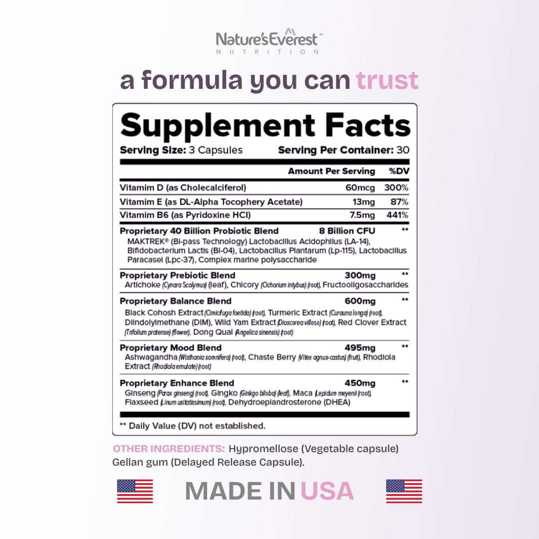 Made in USA label on the menopause support bottle