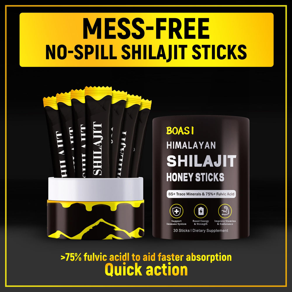 Close-up of Shilajit sticks with honey and saffron