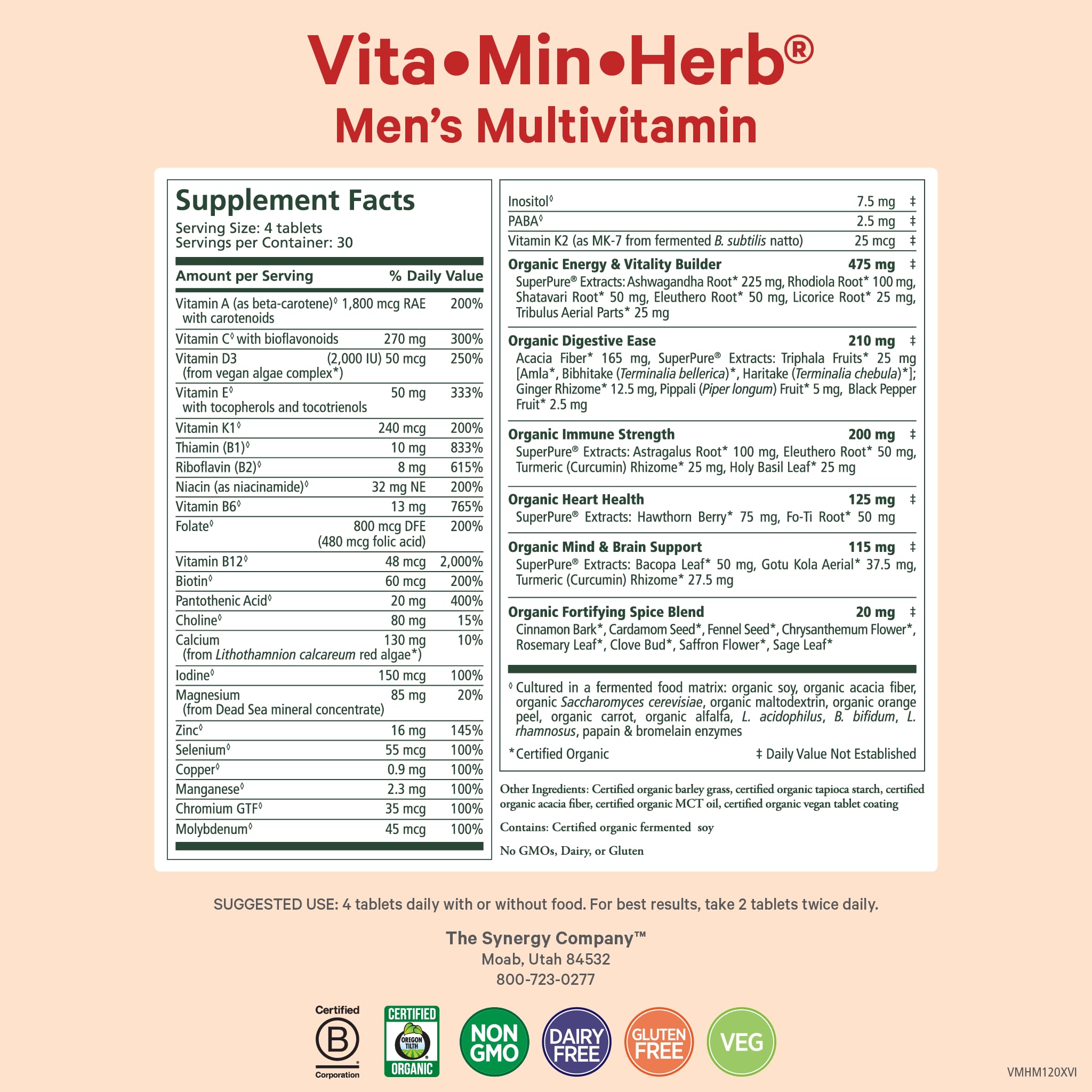 Close-up of Men’s daily multivitamin tablets