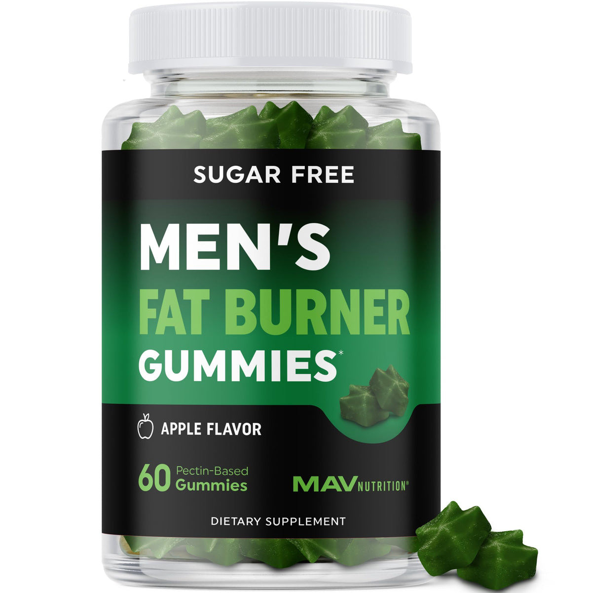 Bottle of Men's Fat Burner Gummies Apple Flavor 60-count