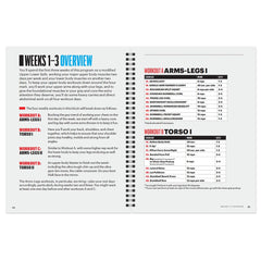 Men's Health 6-week muscle-building exercises chart features 42 essential moves for variety.