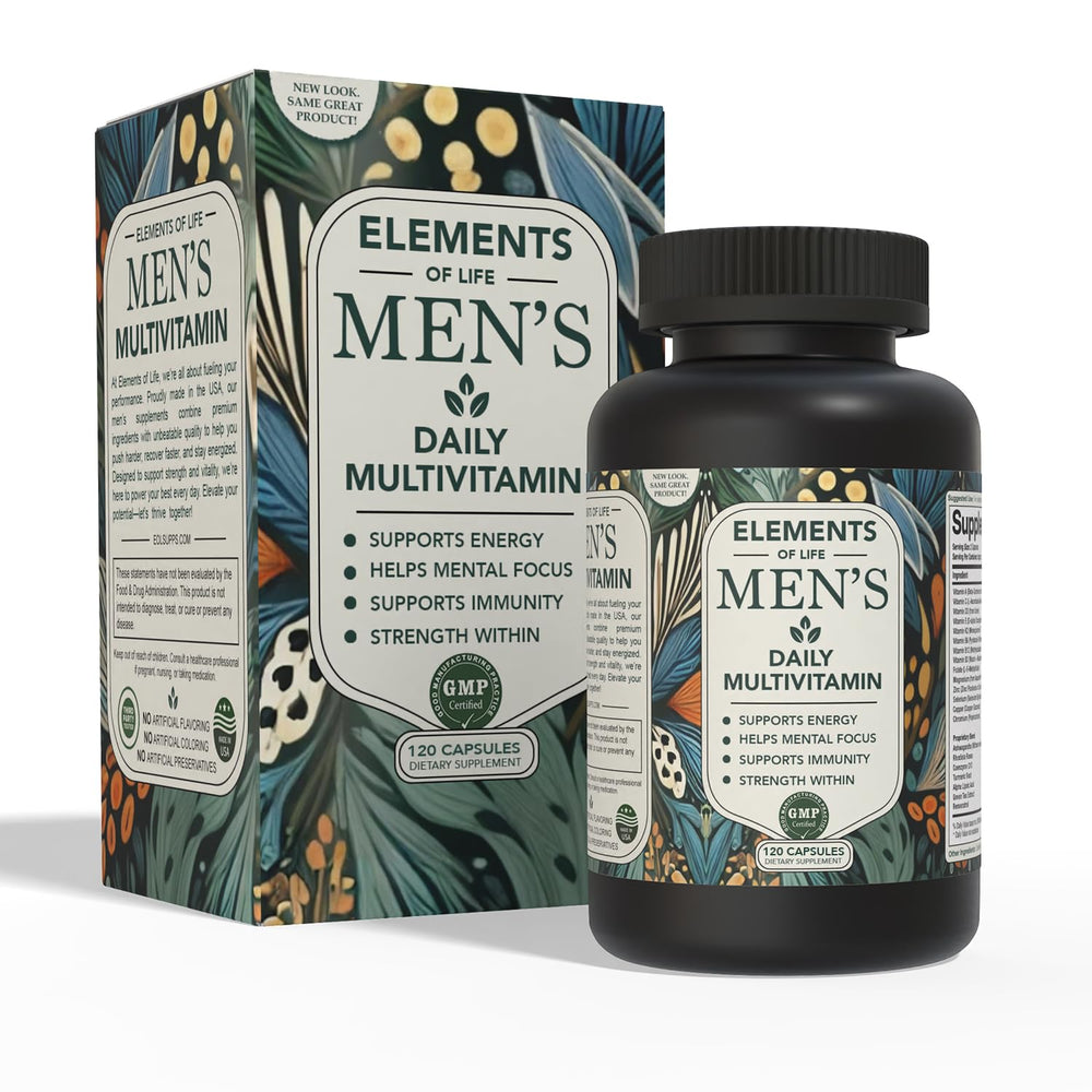 Bottle of vegan gluten-free men's multivitamin with vitamin D, K2 and zinc