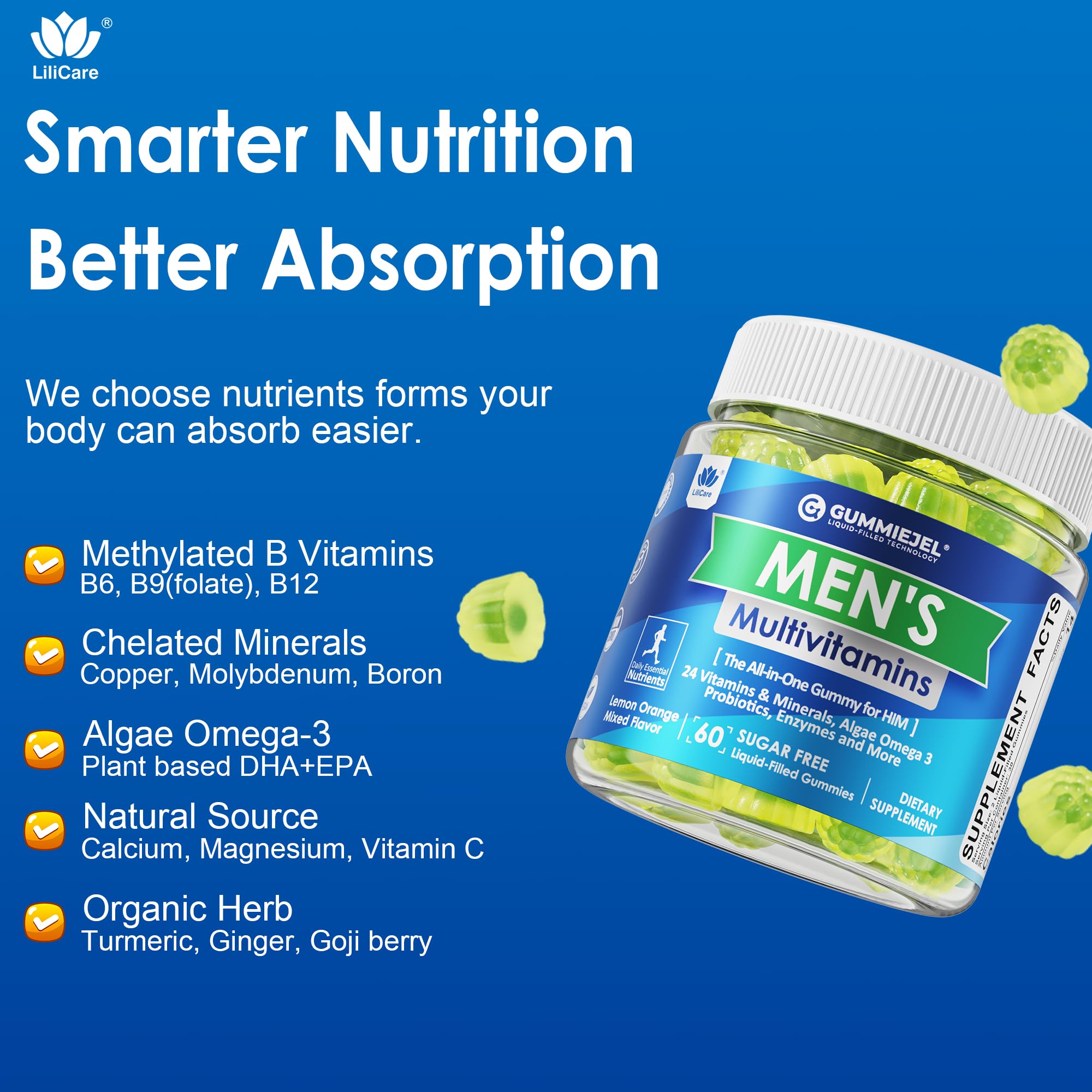 Graphic of botanicals and probiotic blend on the label