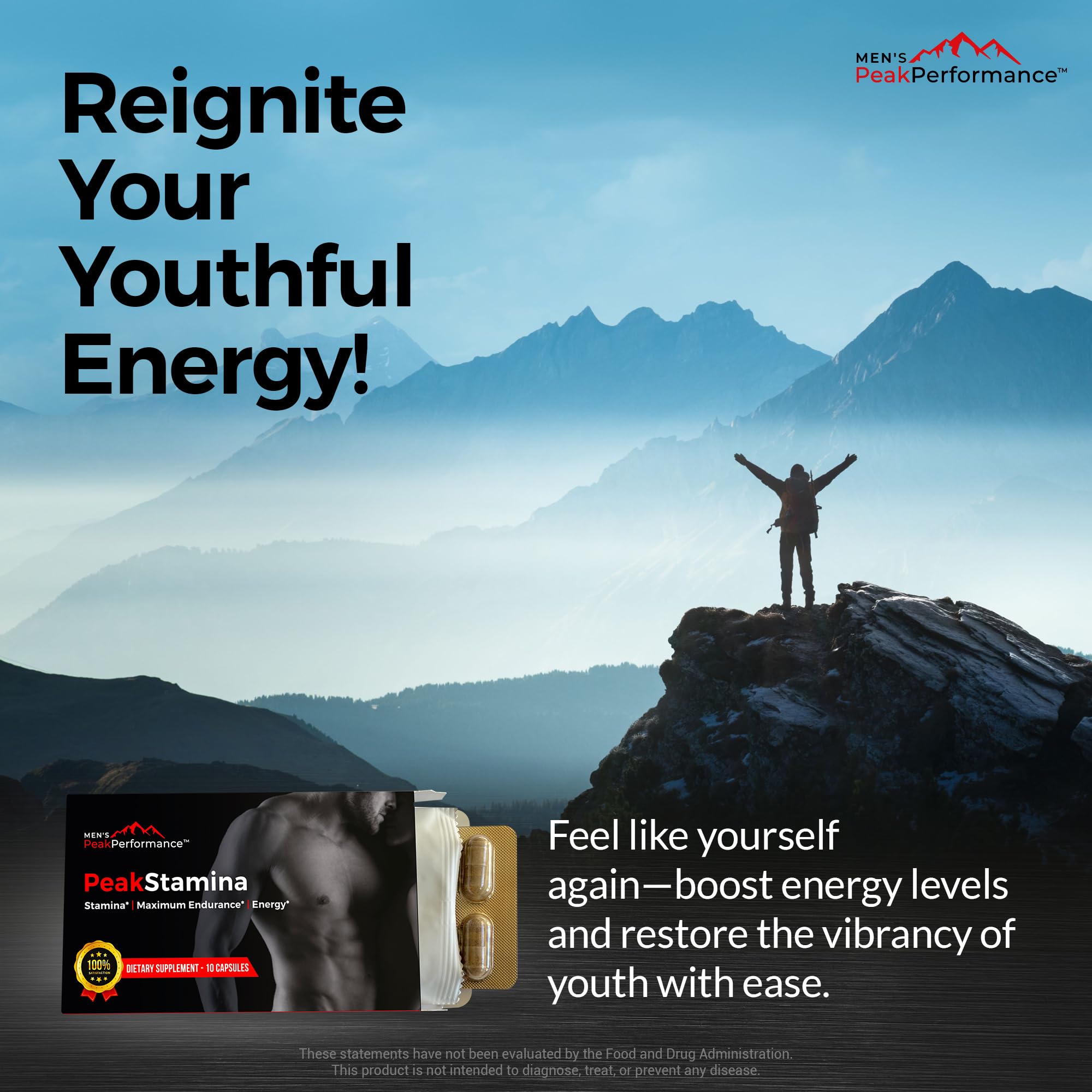 MEN'S PeakPerformance Male Maximizer at desk shows sustained energy through busy days