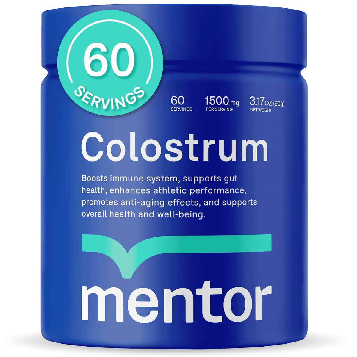 Mentor Colostrum Powder bottle with label