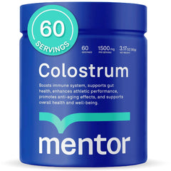 Mentor Colostrum Powder bottle with label