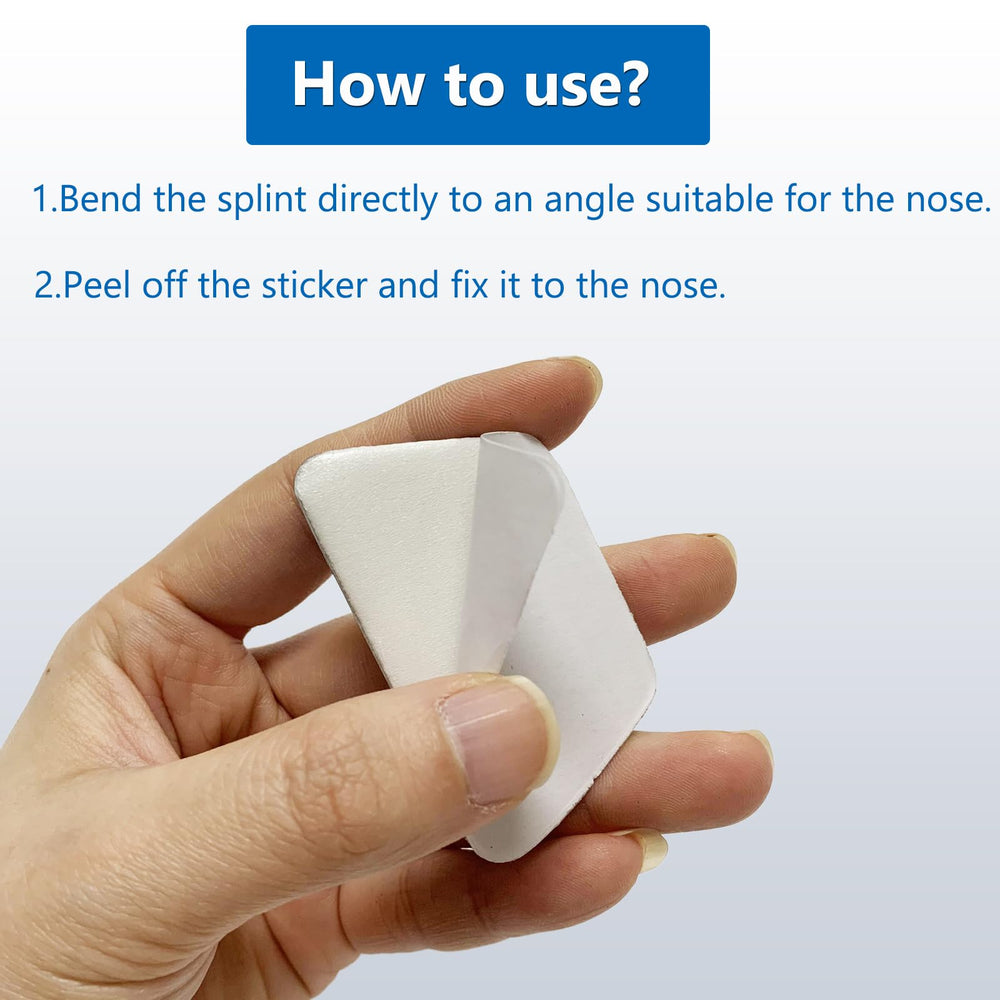 Nasal splint bent to fit the nose for immobilization