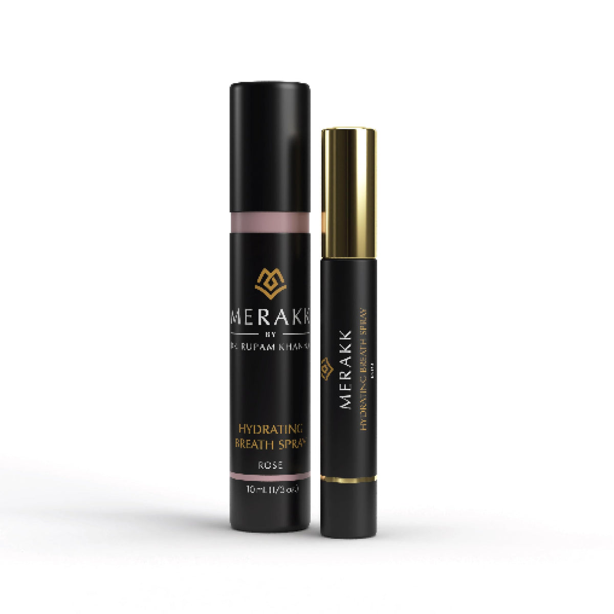 Front view of Merakk Limited Edition Rose Fresh Breath Spray bottle