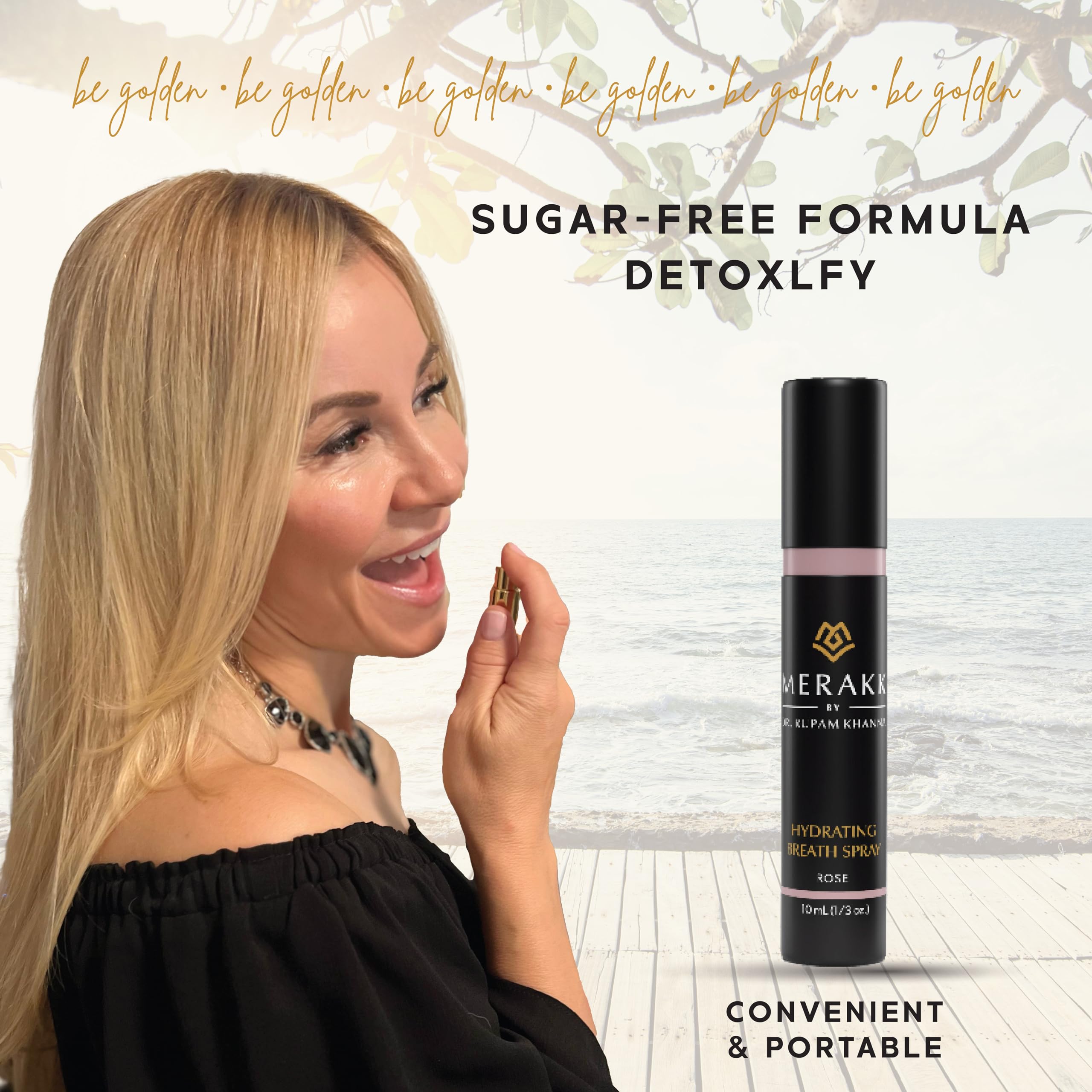 Rose-scented sugar-free breath spray concept image