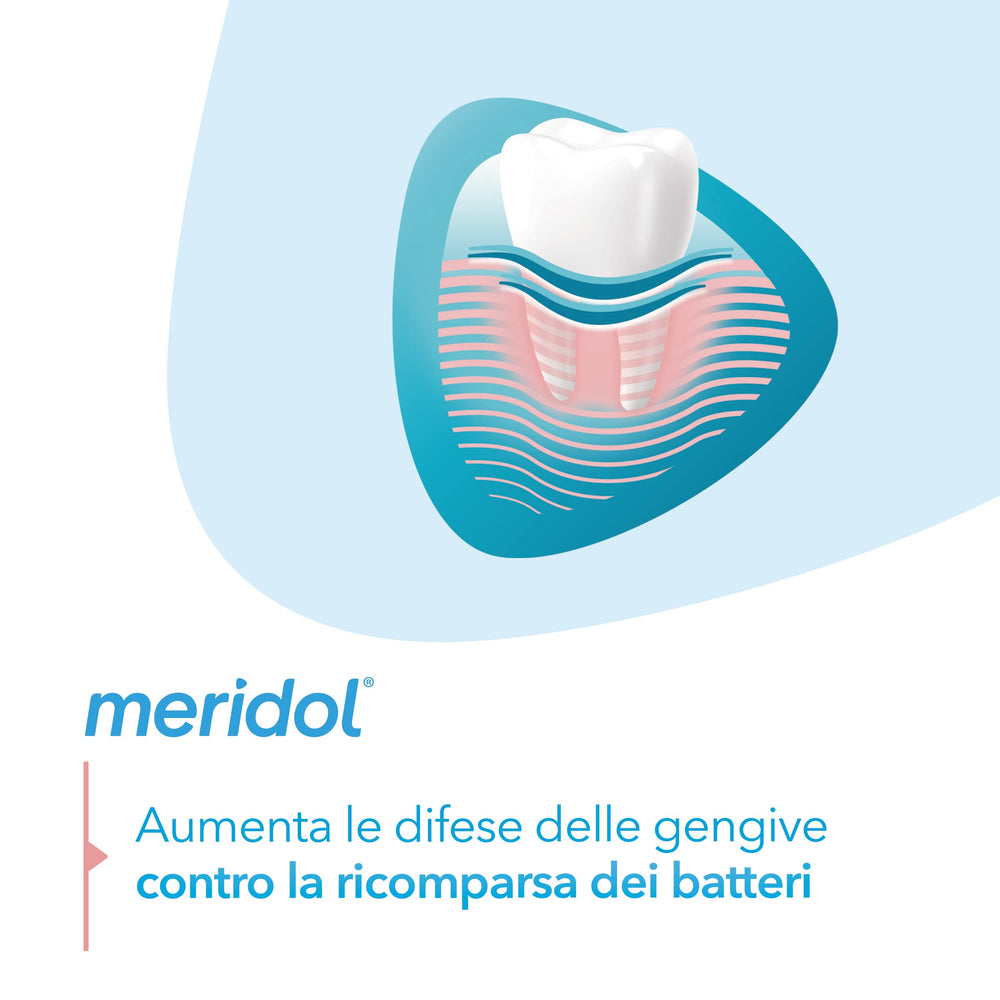 Angled shot of Meridol toothpaste tubes
