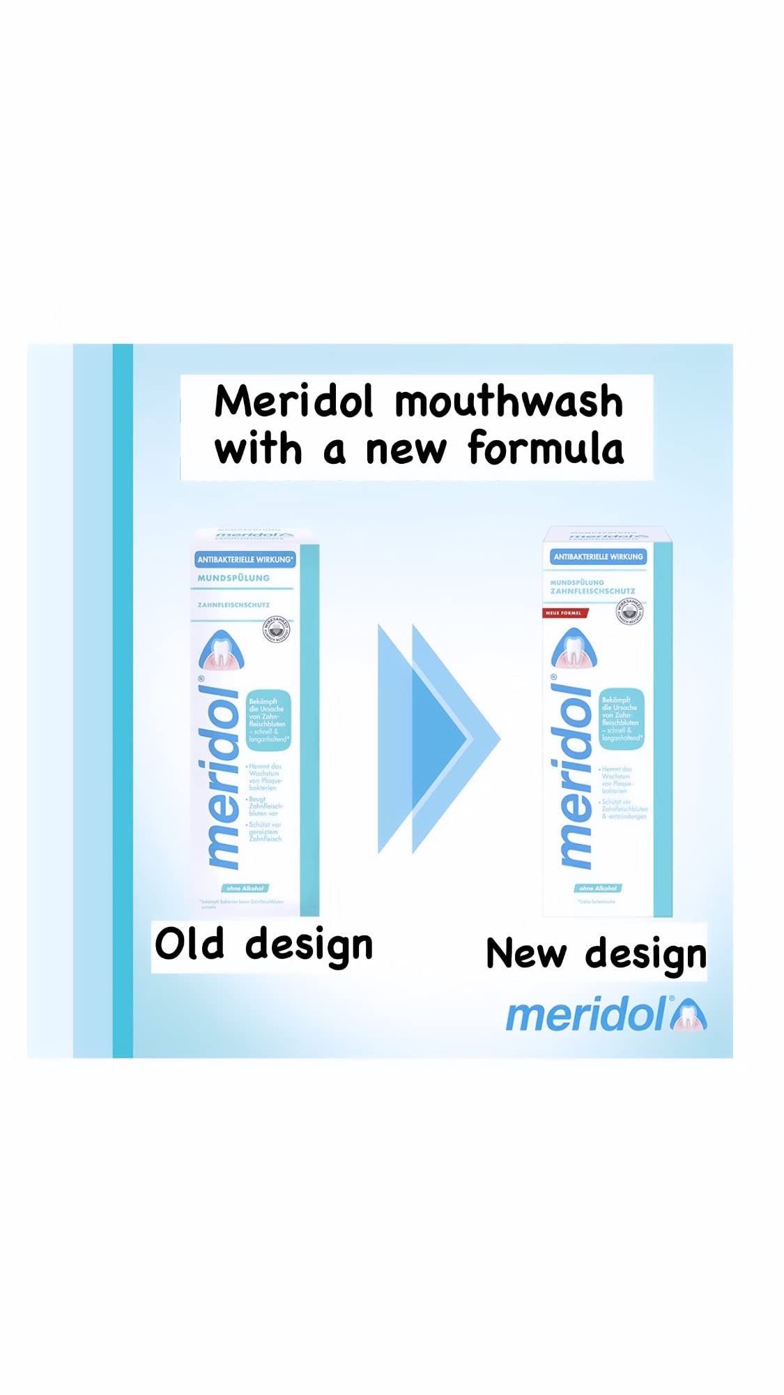 Meridol mouthwash packaging design variations
