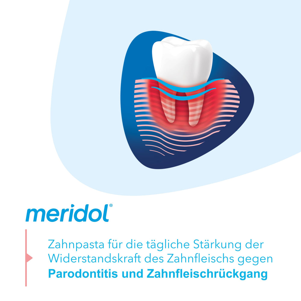 Meridol Parodont Expert toothpaste with branding close-up