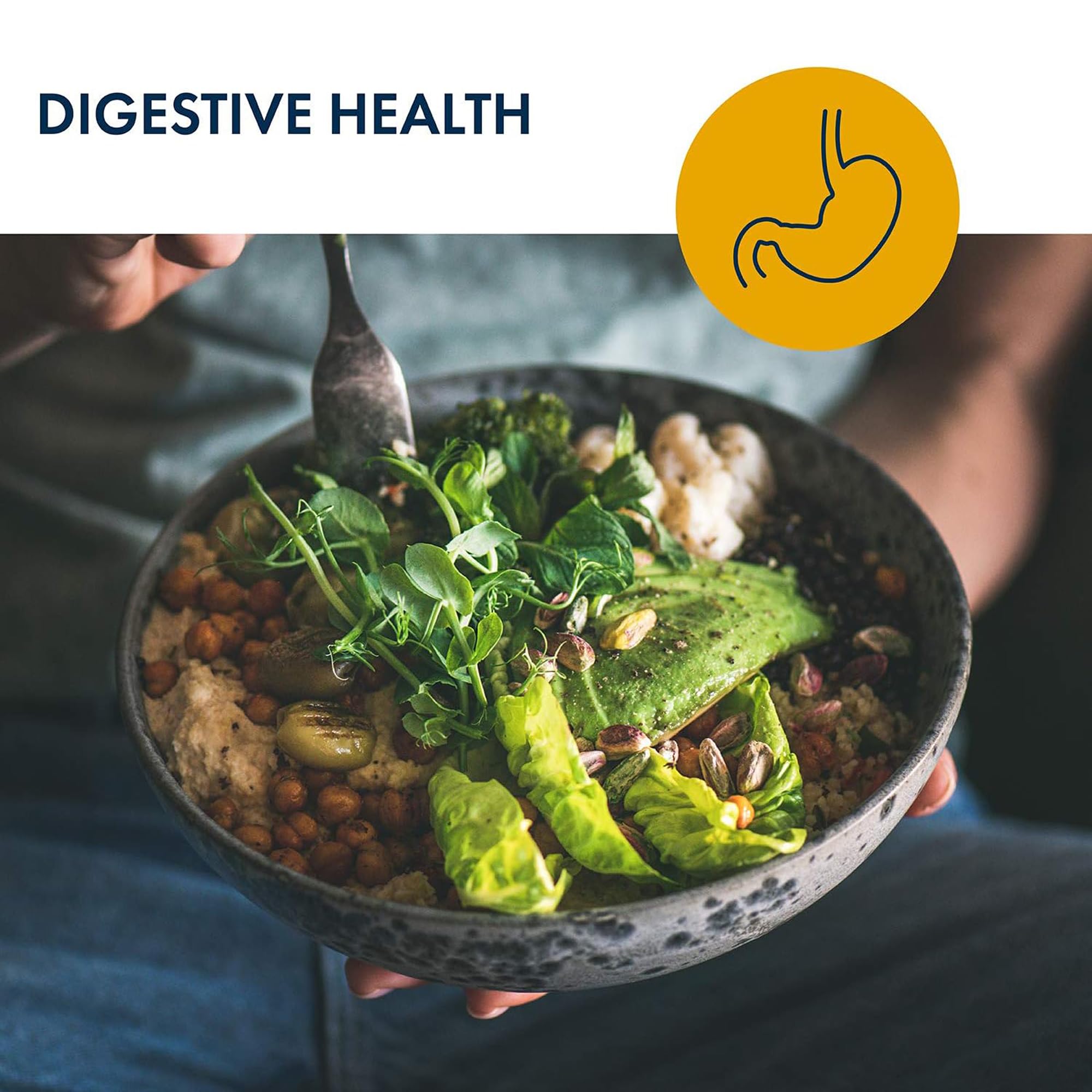 Person taking digestive enzyme with a meal