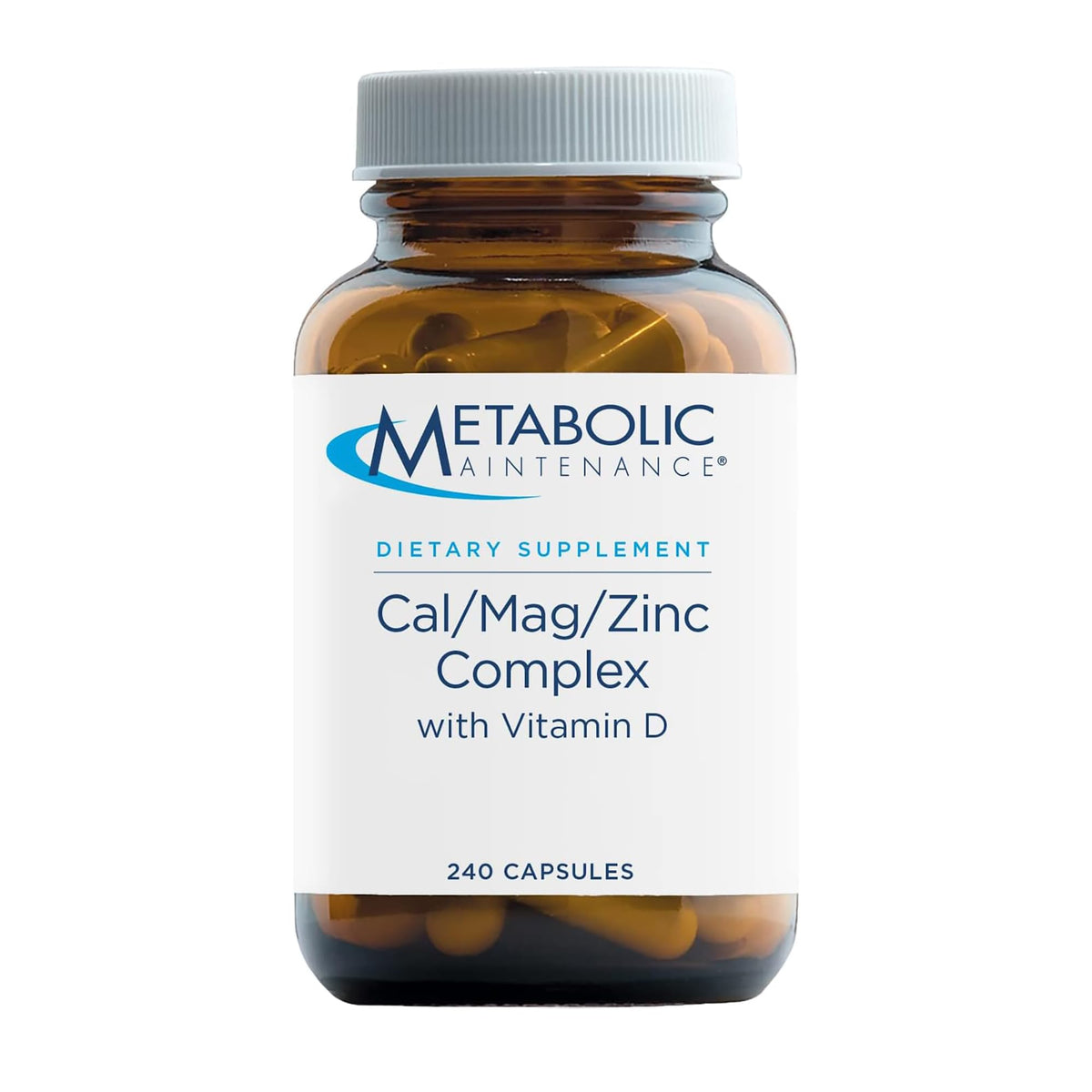 Bottle of Metabolic Maintenance Cal Mag Zinc Complex with Vitamin D-3, 240 capsules
