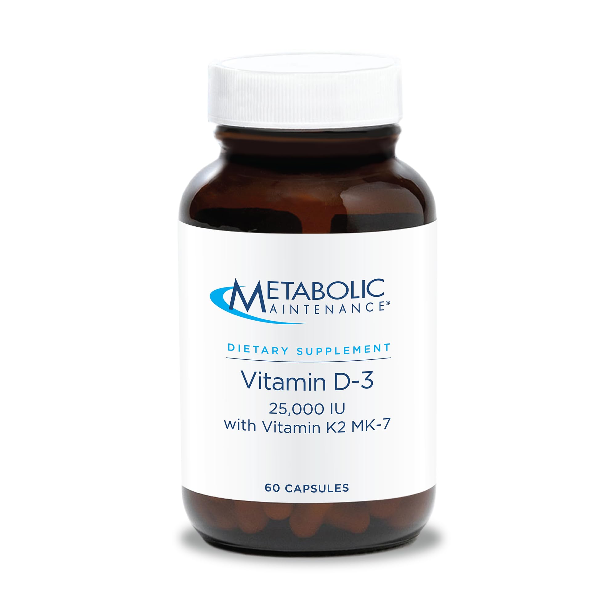 Bottle of Metabolic Maintenance Vitamin D3 + K2 25,000 IU capsules