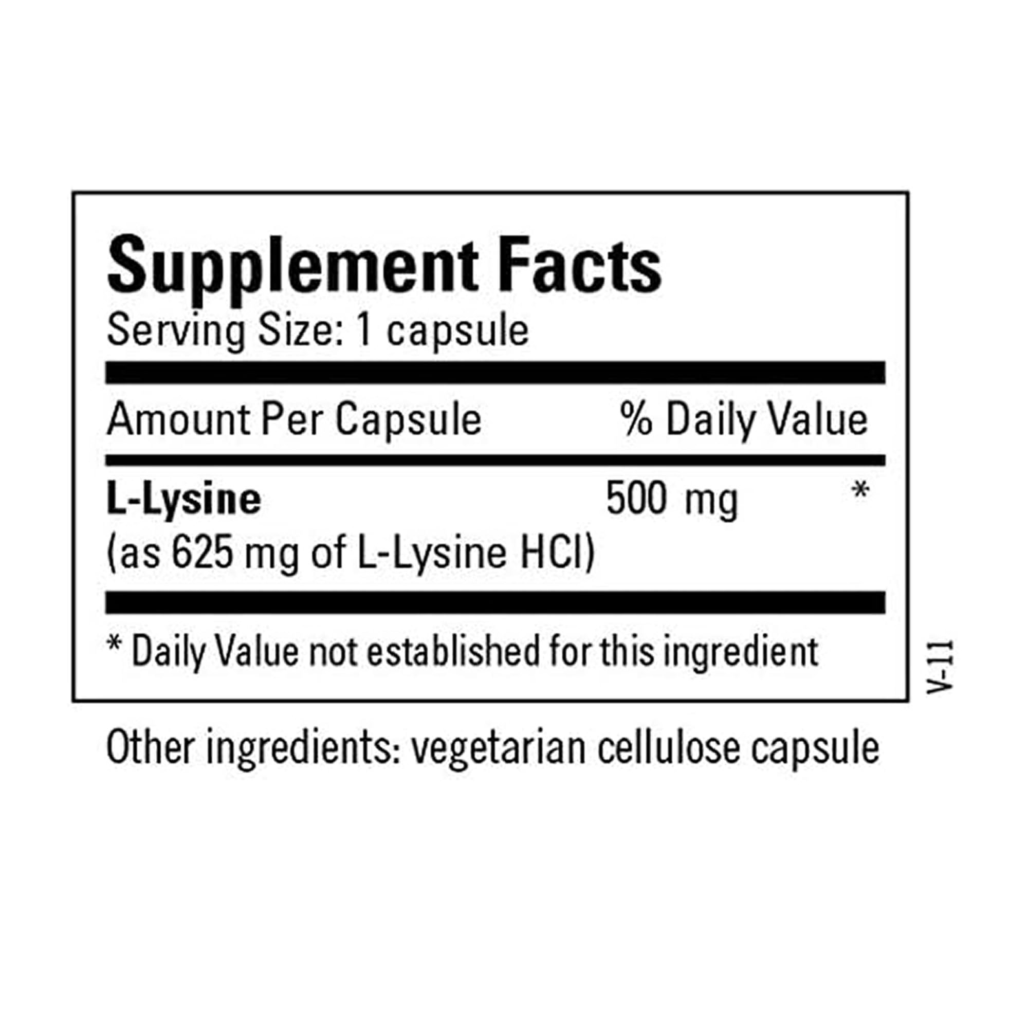 Gluten-free, allergen-free L-Lysine bottle