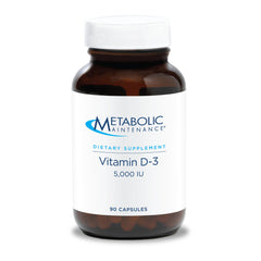 Bottle label of Metabolic Maintenance Vitamin D3 5000 IU with Vitamin C (90 softgels)