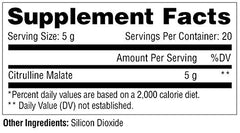 Citrulline Malate powder with scoop and label close-up