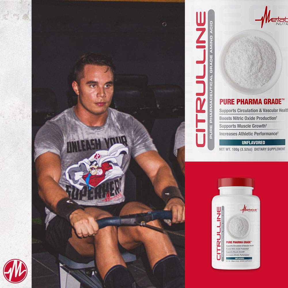 Metabolic Nutrition Citrulline packaging with bottle and scoop
