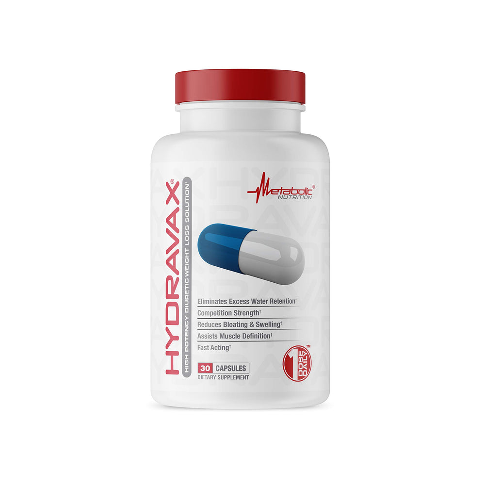 Metabolic Nutrition Hydravax bottle highlighting premium diuretic capsules for balanced fluids