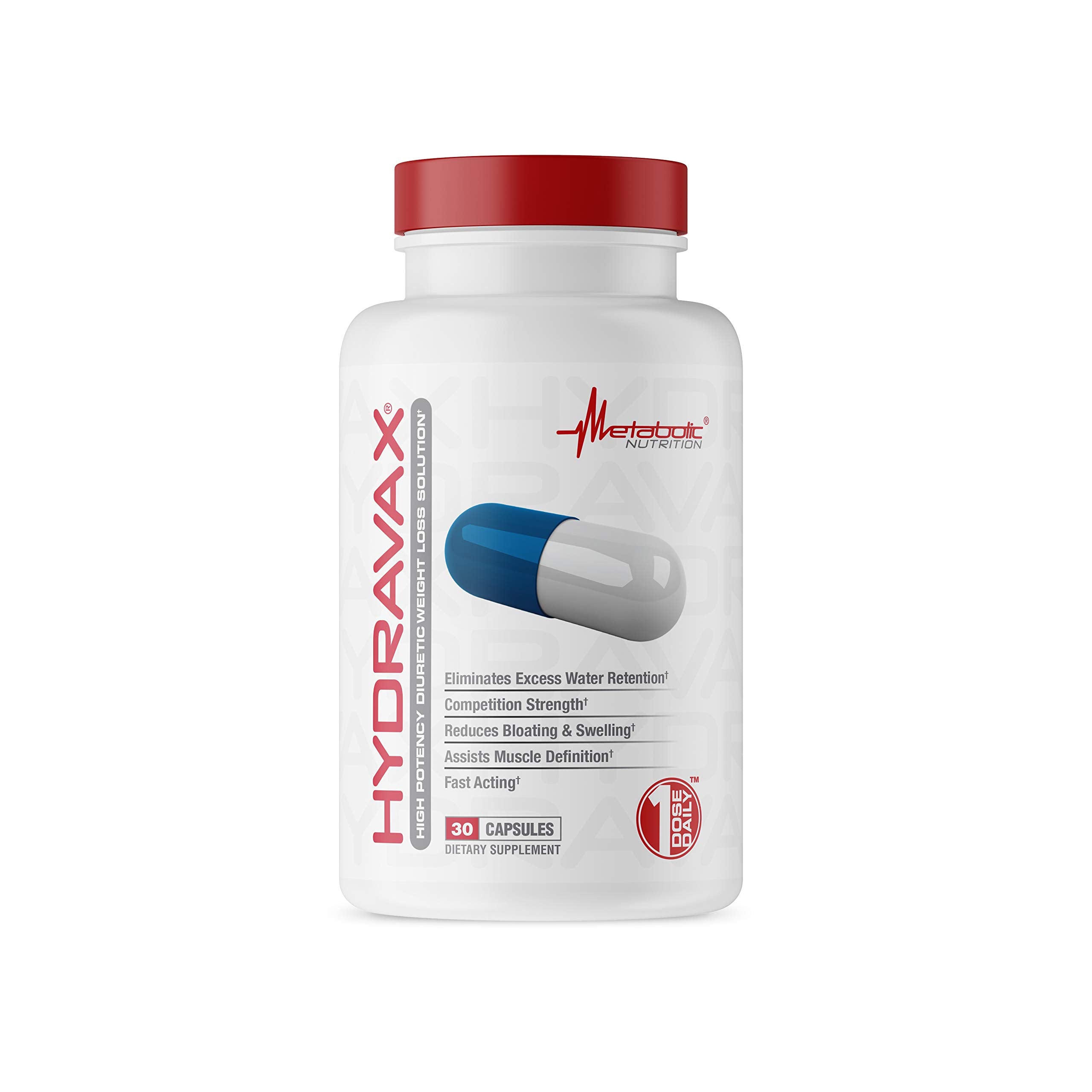 Metabolic Nutrition Hydravax bottle highlighting premium diuretic capsules for balanced fluids