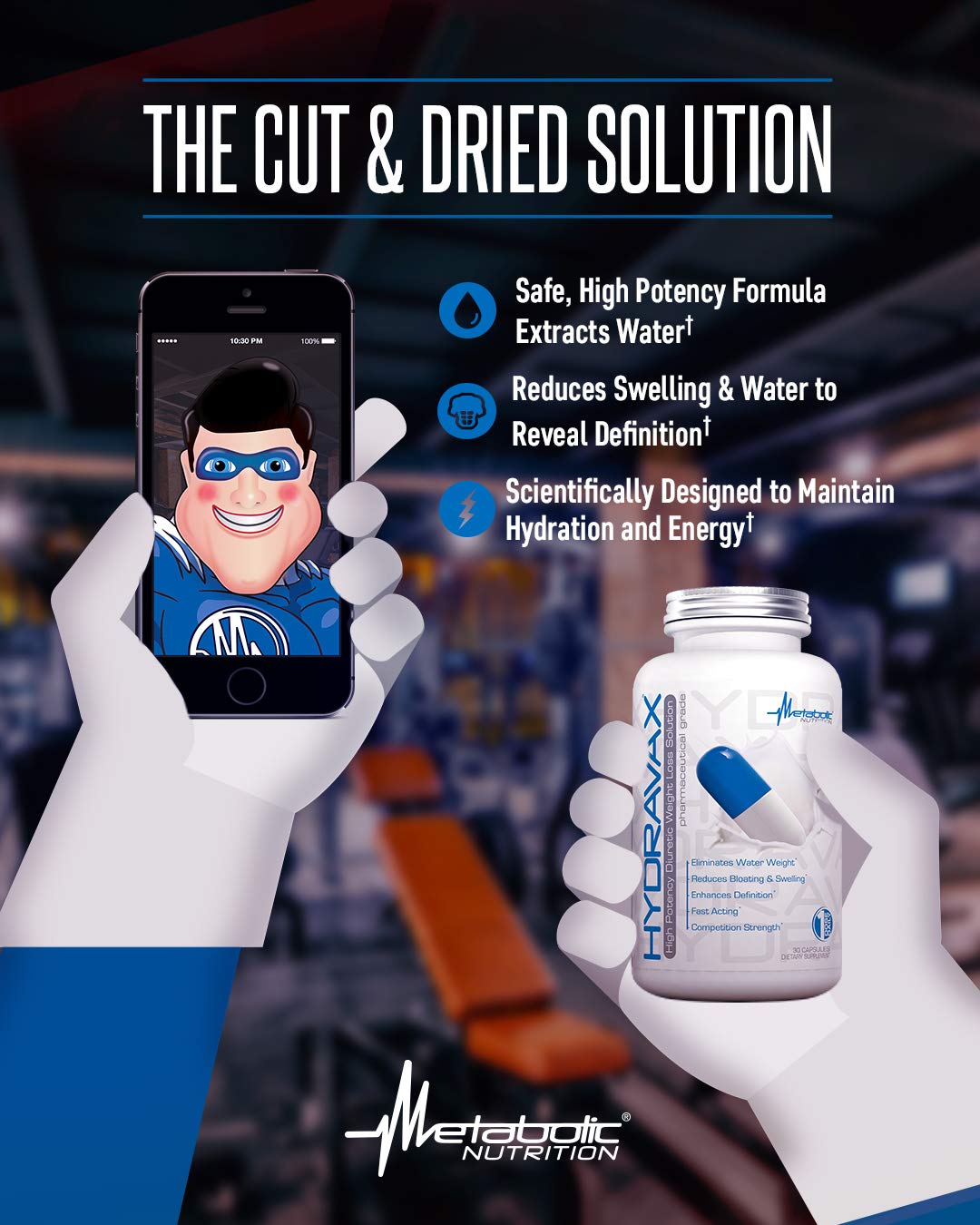 Metabolic Nutrition Hydravax packaging with 30 capsules and daily-dose guidance