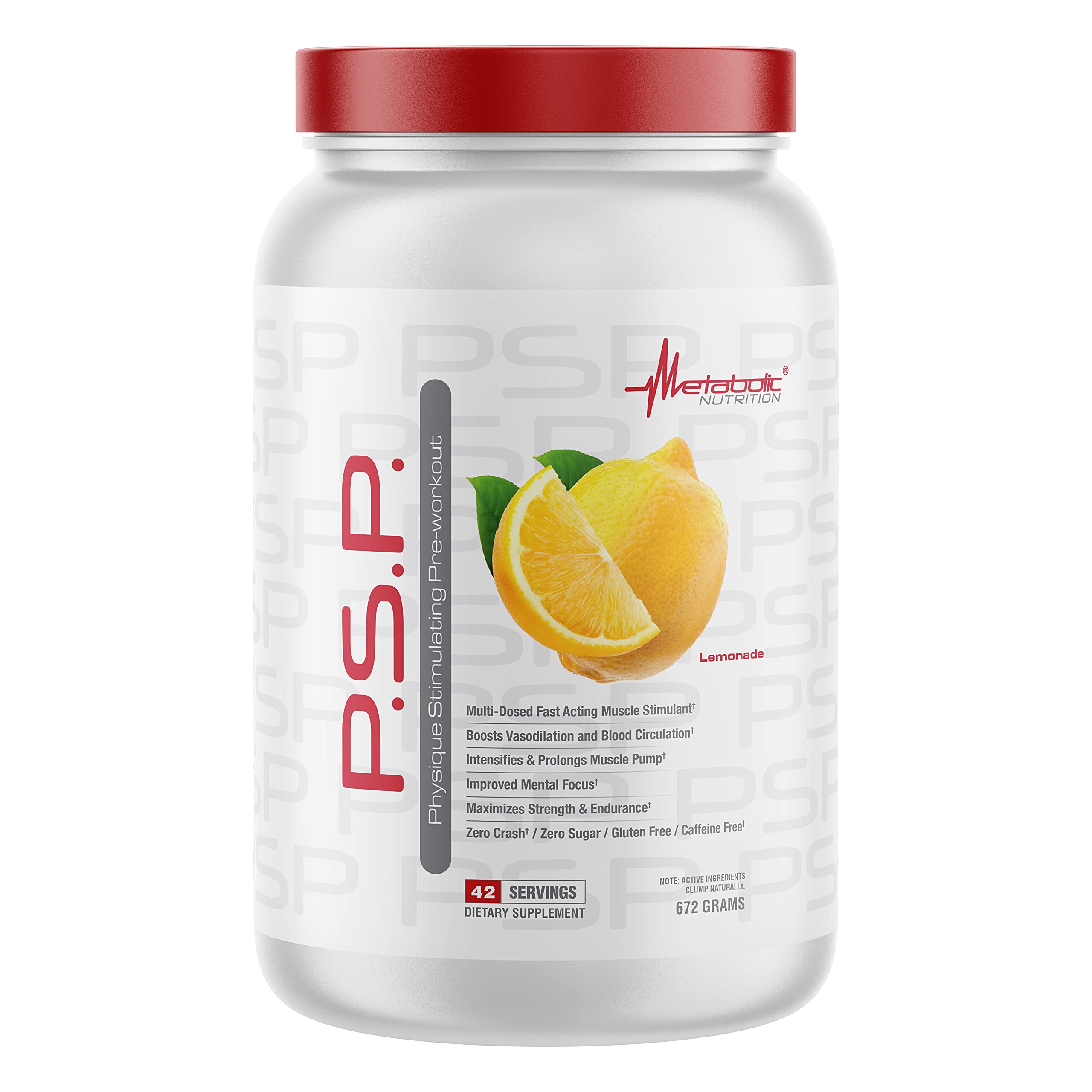 Bottle of Metabolic Nutrition P.S.P. Physique Stimulating PreWorkout Lemonade flavor