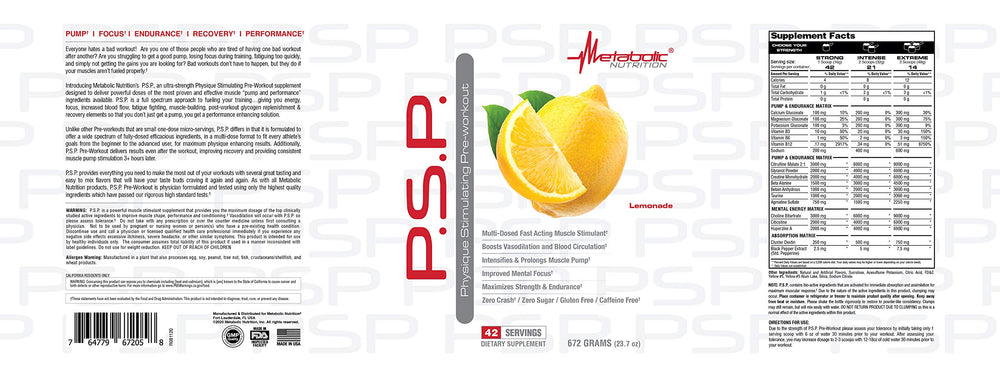Close-up of PSP Lemonade label showing zero sugar and caffeine-free formula