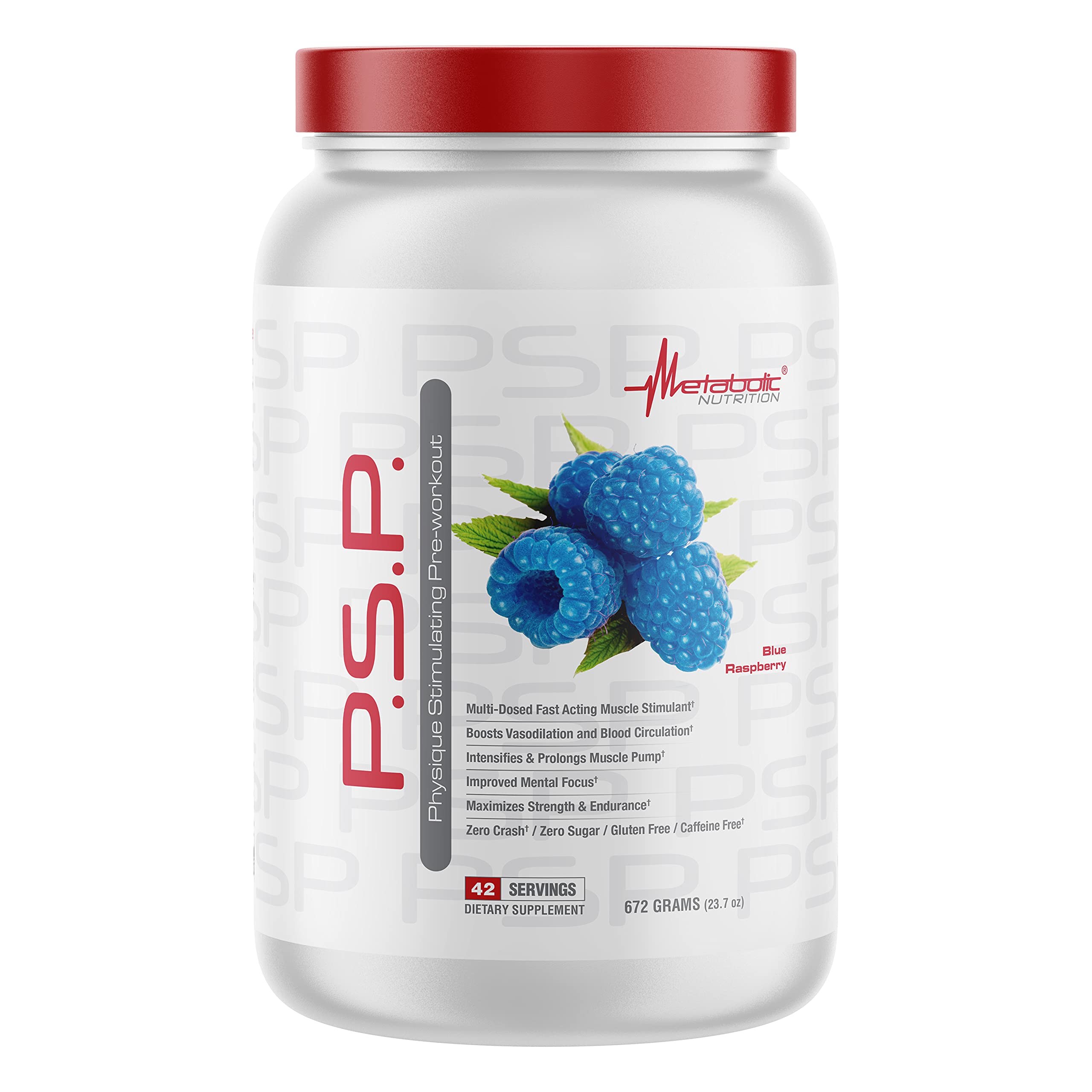 Metabolic Nutrition PSP Physique PreWorkout Blue Raspberry 672g – front label