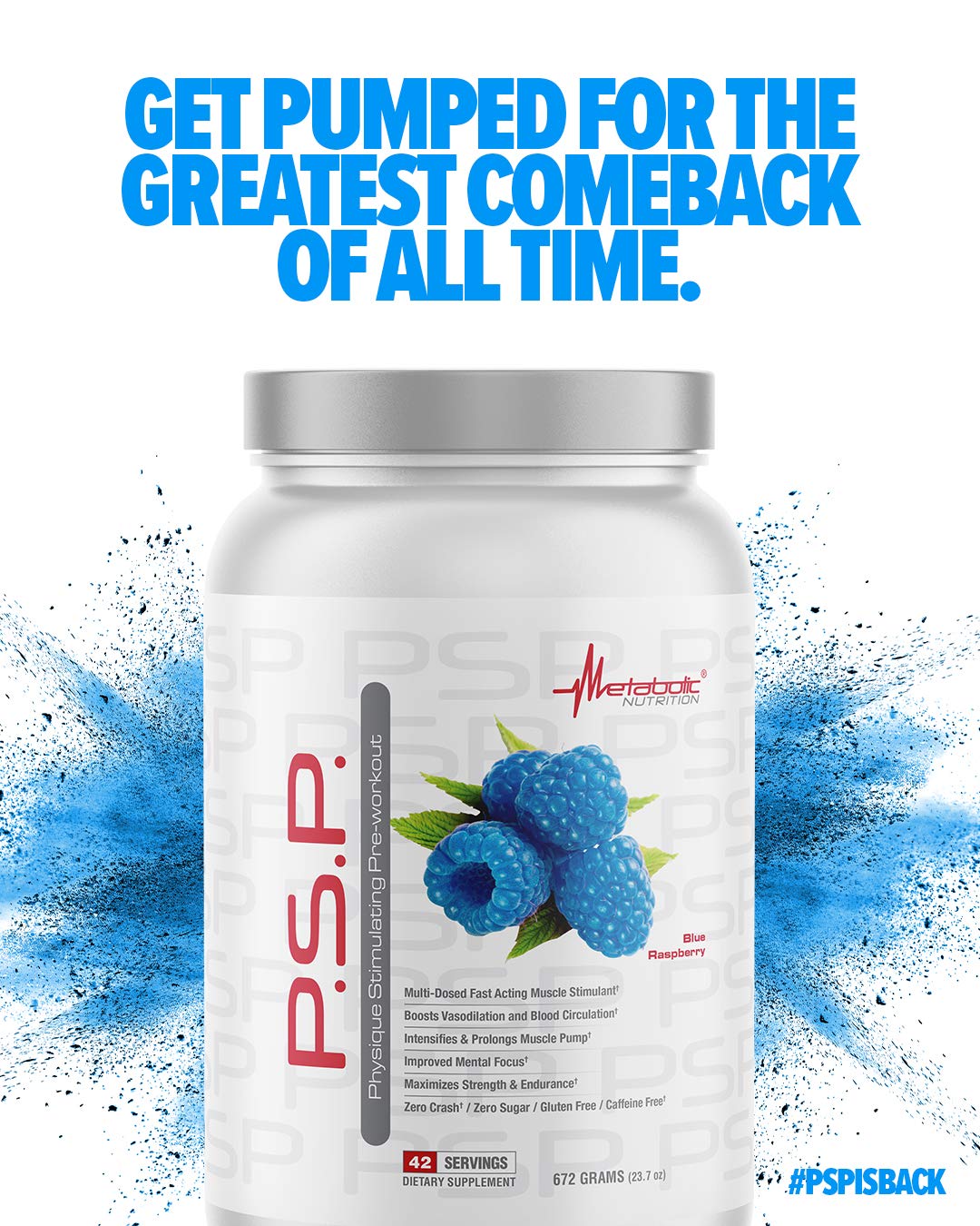 Metabolic Nutrition PSP Physique PreWorkout Blue Raspberry – pour serving