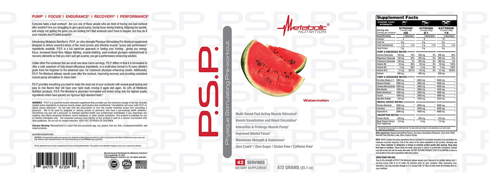 P.S.P. PreWorkout Watermelon bottle side view