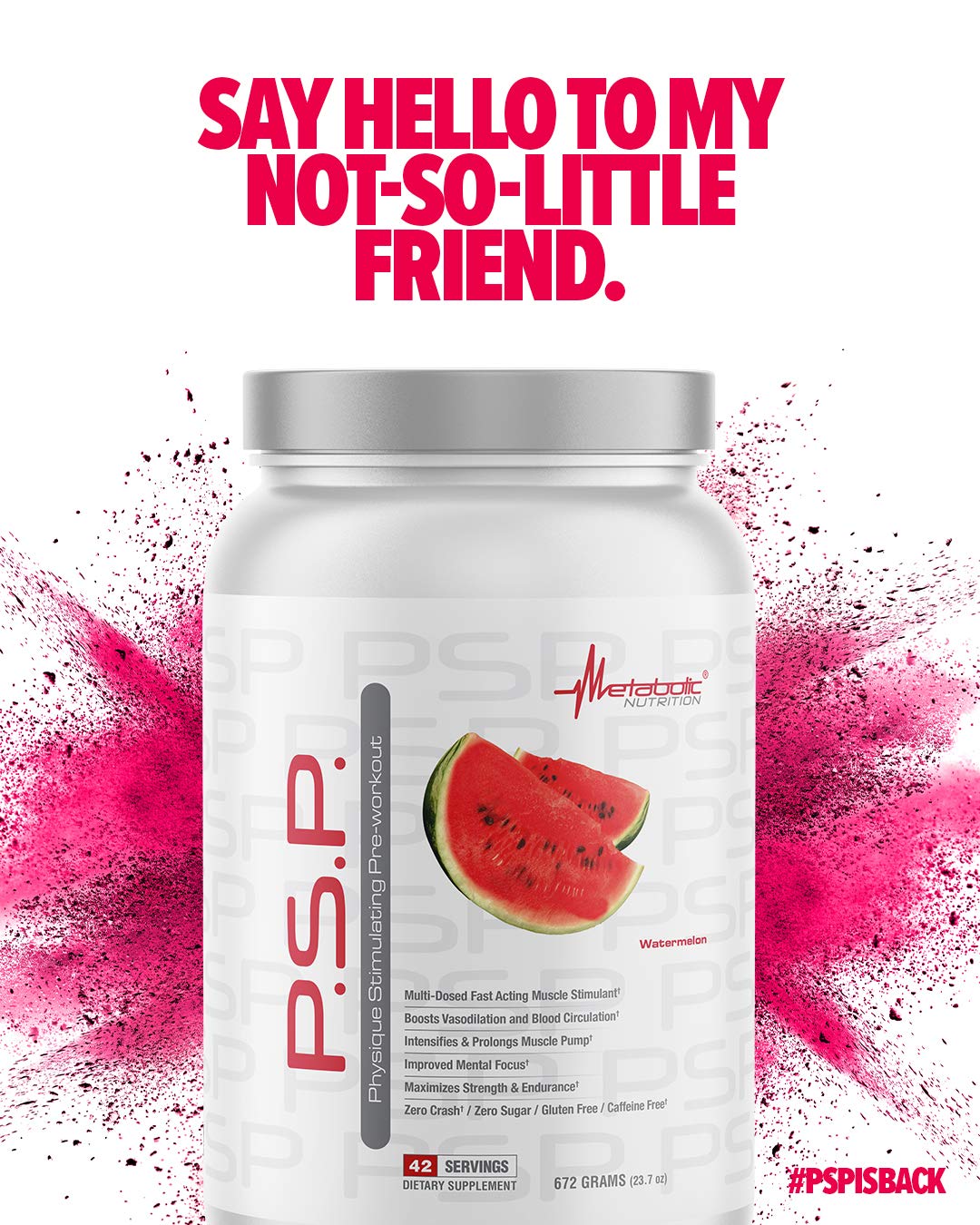 Serving scoop with Watermelon flavored P.S.P. PreWorkout