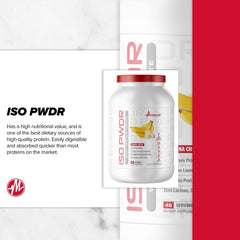 Metabolic Nutrition whey isolate Banana Cream jar sits in kitchen for keto-friendly recipes.