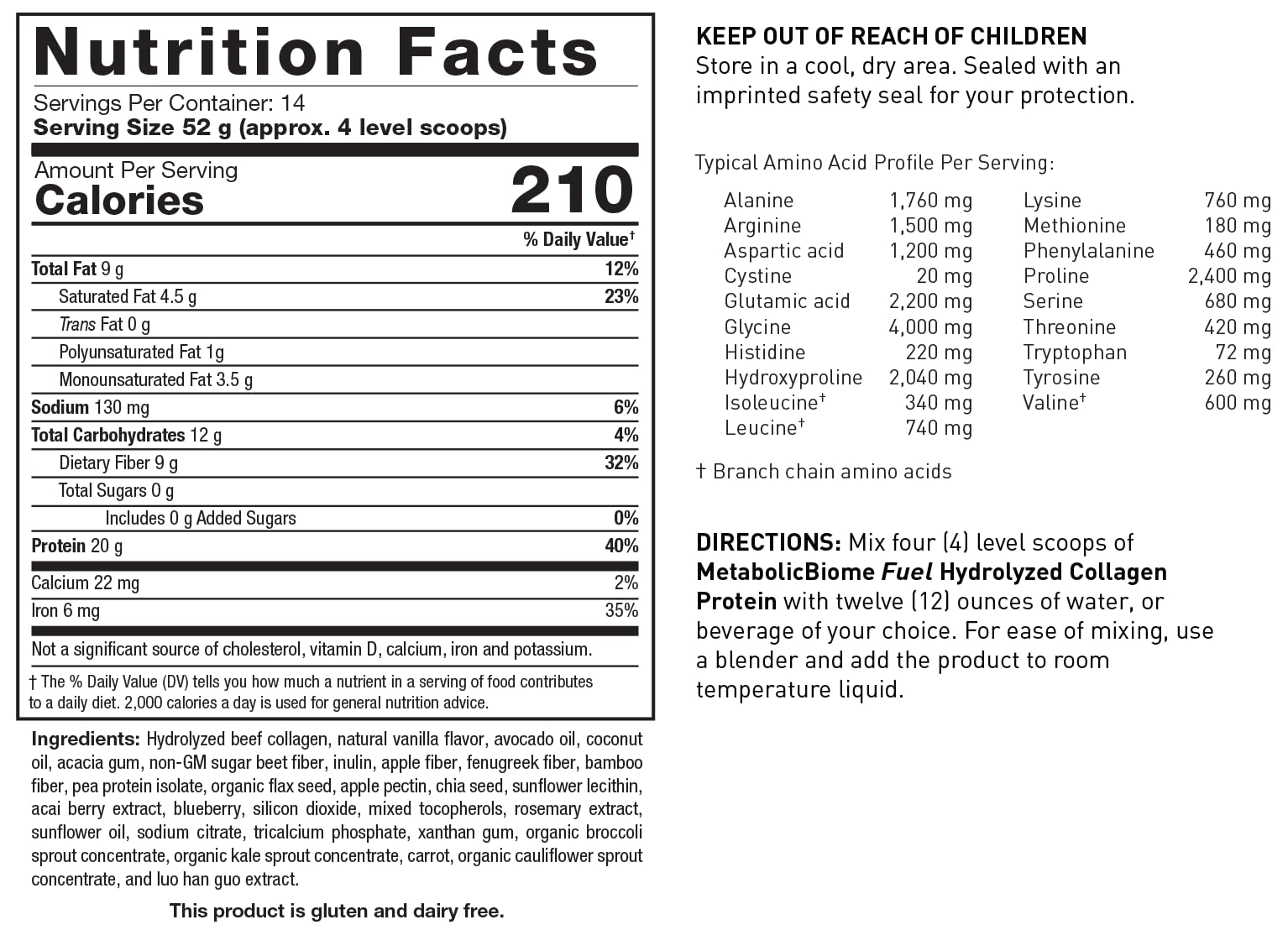 Vanilla hydrolyzed collagen protein powder with scoop