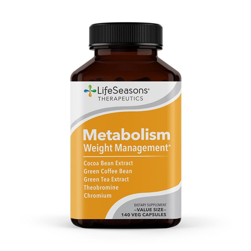 Bottle of Metabolism supplement with 140 capsules on a clean white background.