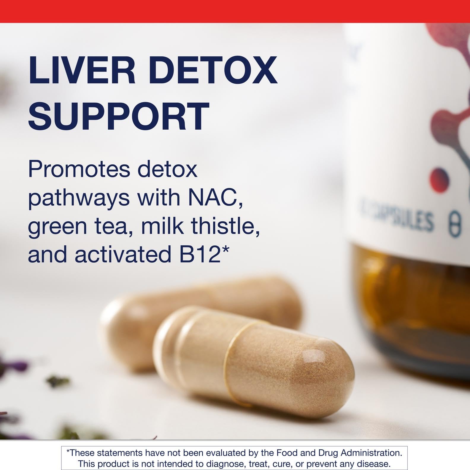 Metagenics AdvaClear daily dosage shown for liver support