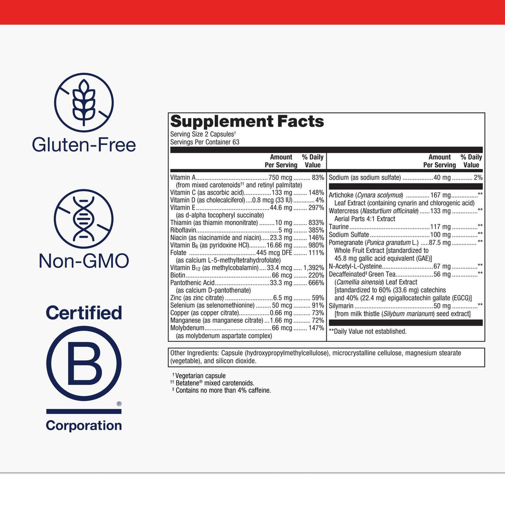 Metagenics AdvaClear label detail shows non-GMO and vegan formulation