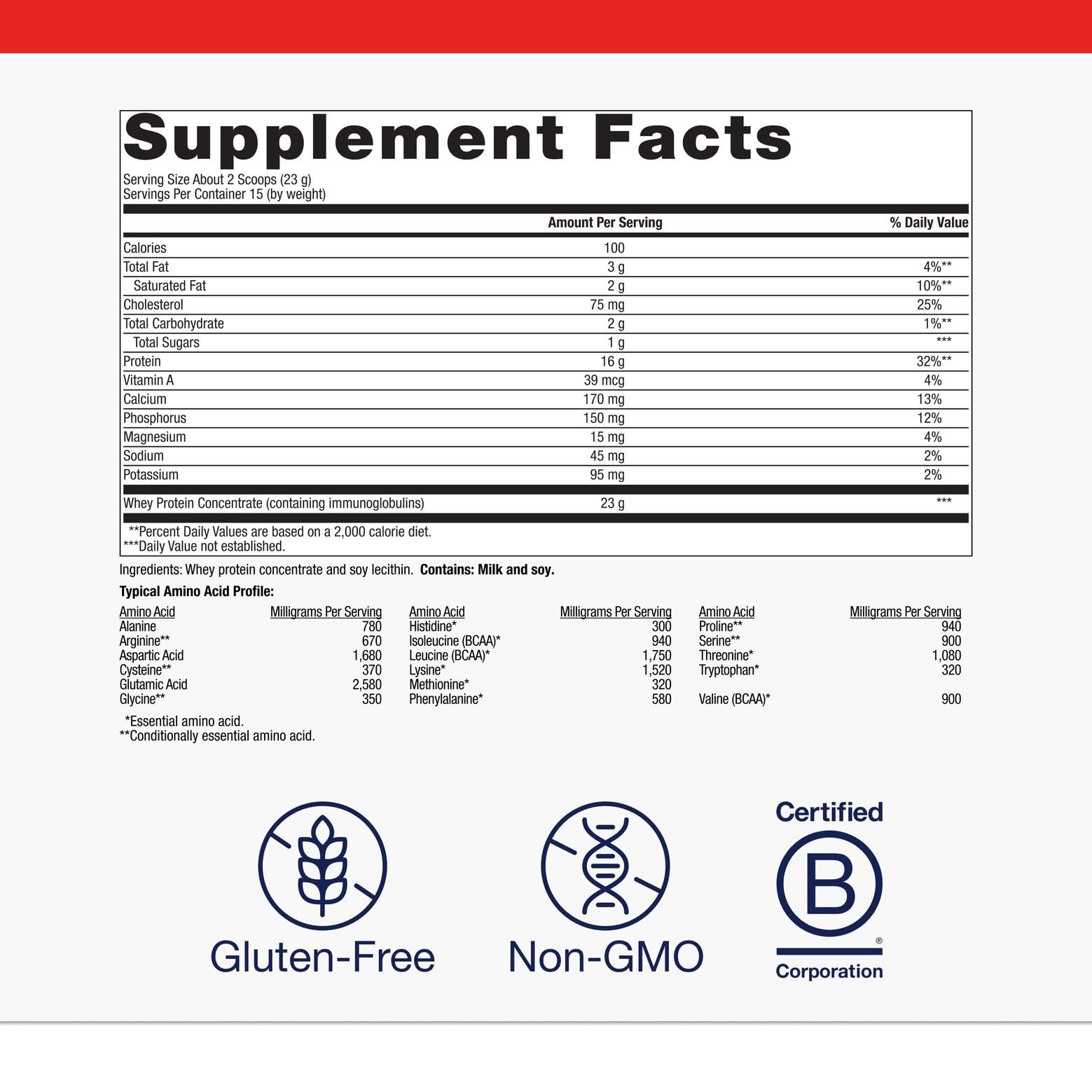 Metagenics BioPure Protein scoop with label emphasizing non-GMO and gluten-free features