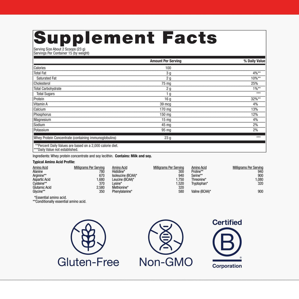 BioPure Protein label highlighting immunoglobulins