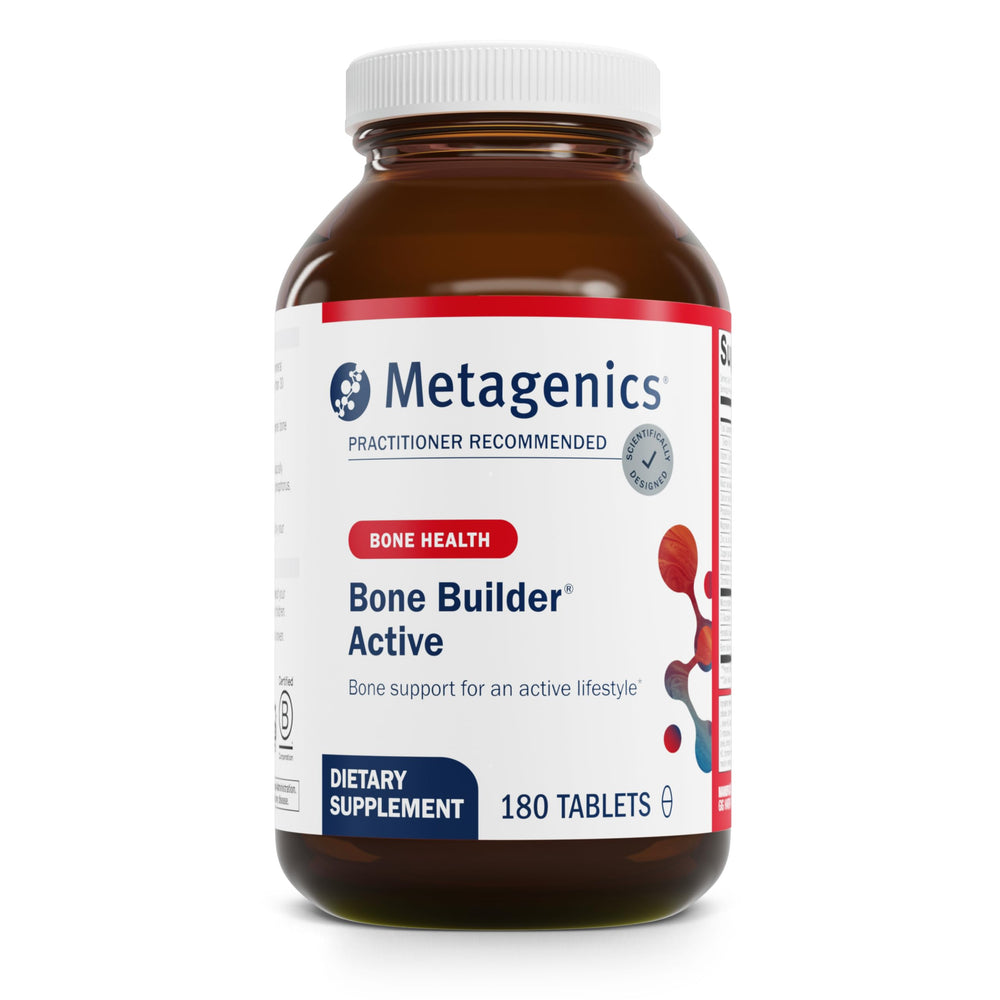 Bottle of Metagenics Bone Builder Active Multivitamin tablets