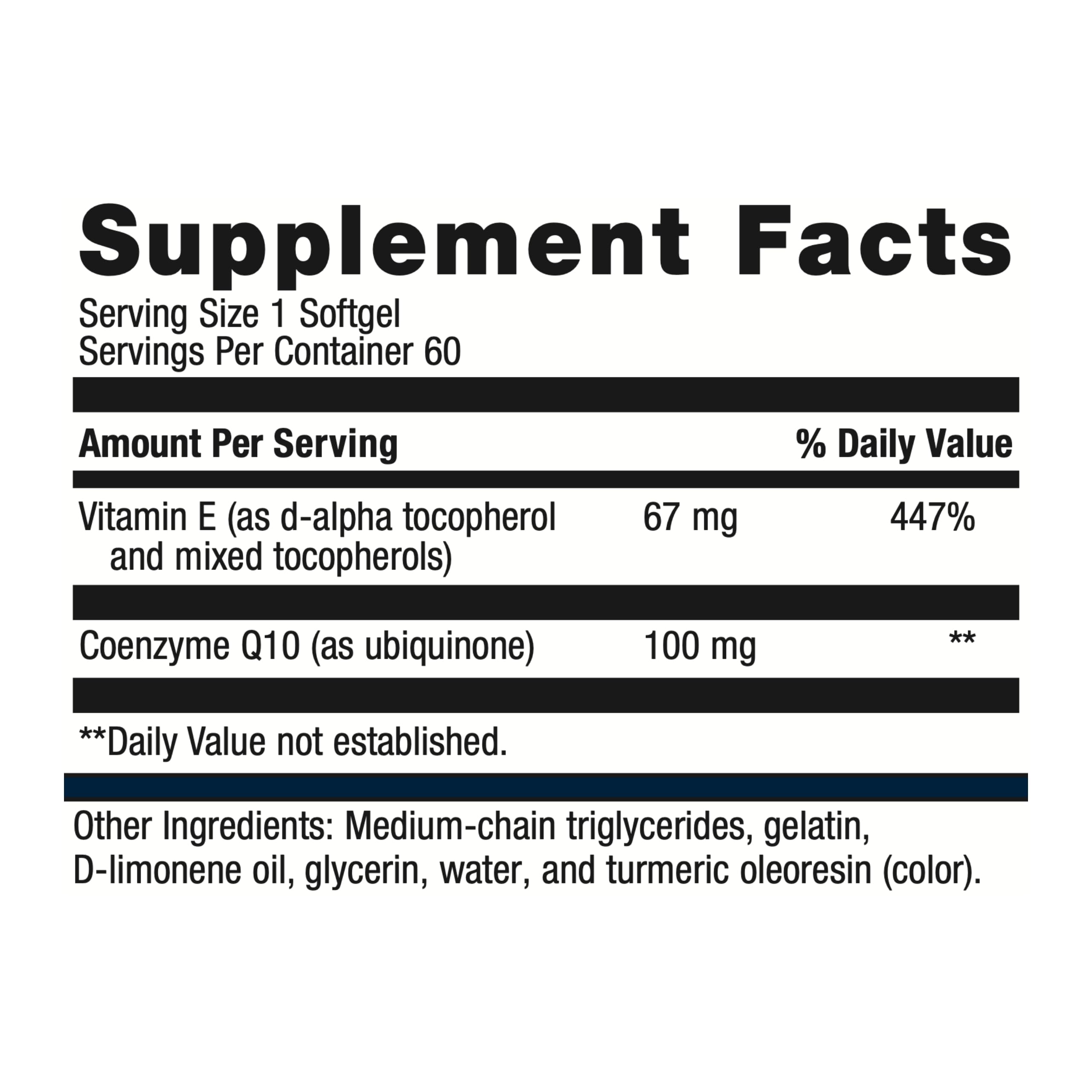 Close-up of Metagenics CoQ10 ST-100-100 mg softgel bottle